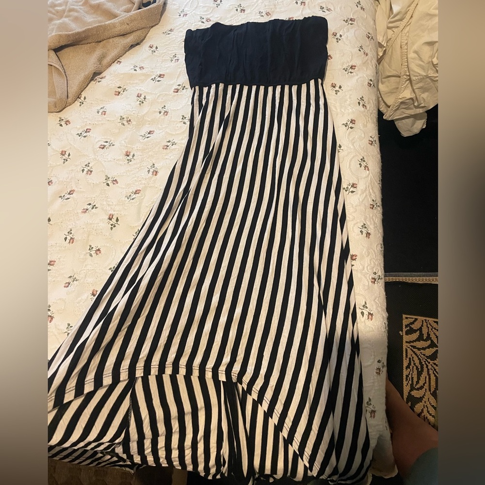 Poetry Black and White Maxi A-Line Skirt Asymmetrical